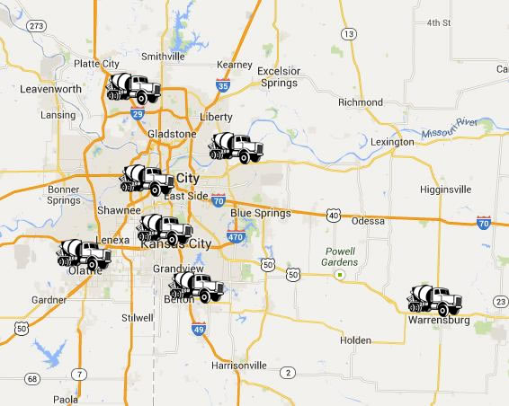 A map of our concrete plant locations.